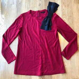Halogen Red Black Bow Top Long Sleeve XS